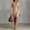 Aja - Women's Cowgirl Floral Embroidered Suede-Look Dress 1