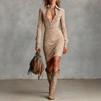 Aja - Women's Cowgirl Floral Embroidered Suede-Look Dress 1