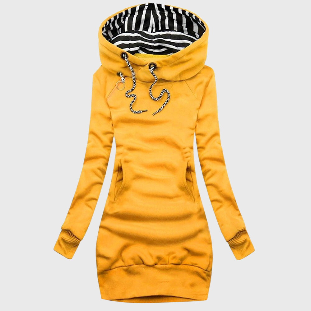 Alaina - Women's Longline Hooded Sweatshirt Dress