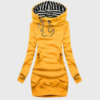 Alaina - Women's Longline Hooded Sweatshirt Dress