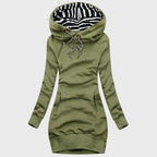 Alaina - Women's Longline Hooded Sweatshirt Dress