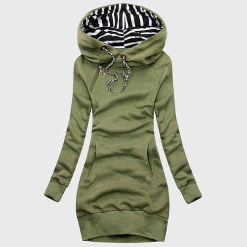 Alaina - Women's Longline Hooded Sweatshirt Dress
