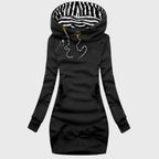Alaina - Women's Longline Hooded Sweatshirt Dress