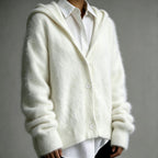 Amy - Women's Oversized Button-Front Hooded Fuzzy Knit Cardigan 8