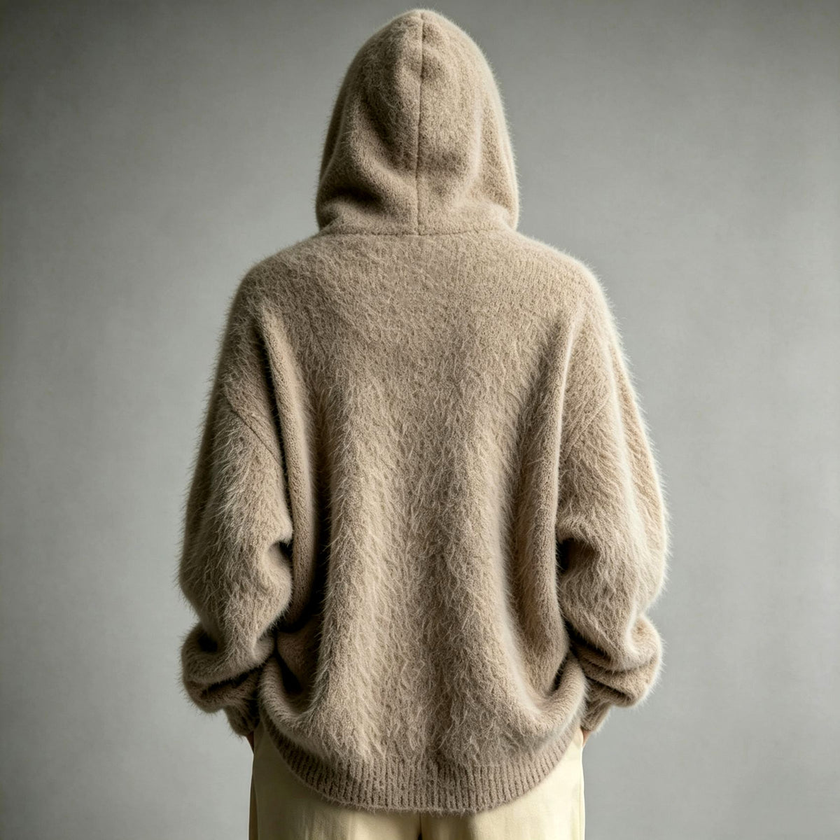 Amy - Women's Oversized Button-Front Hooded Fuzzy Knit Cardigan 7