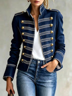 Analeia - Women's Military Style Gold Button Jacket