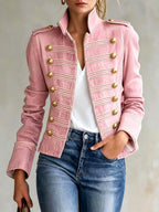 Analeia - Women's Military Style Gold Button Jacket