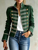 Analeia - Women's Military Style Gold Button Jacket