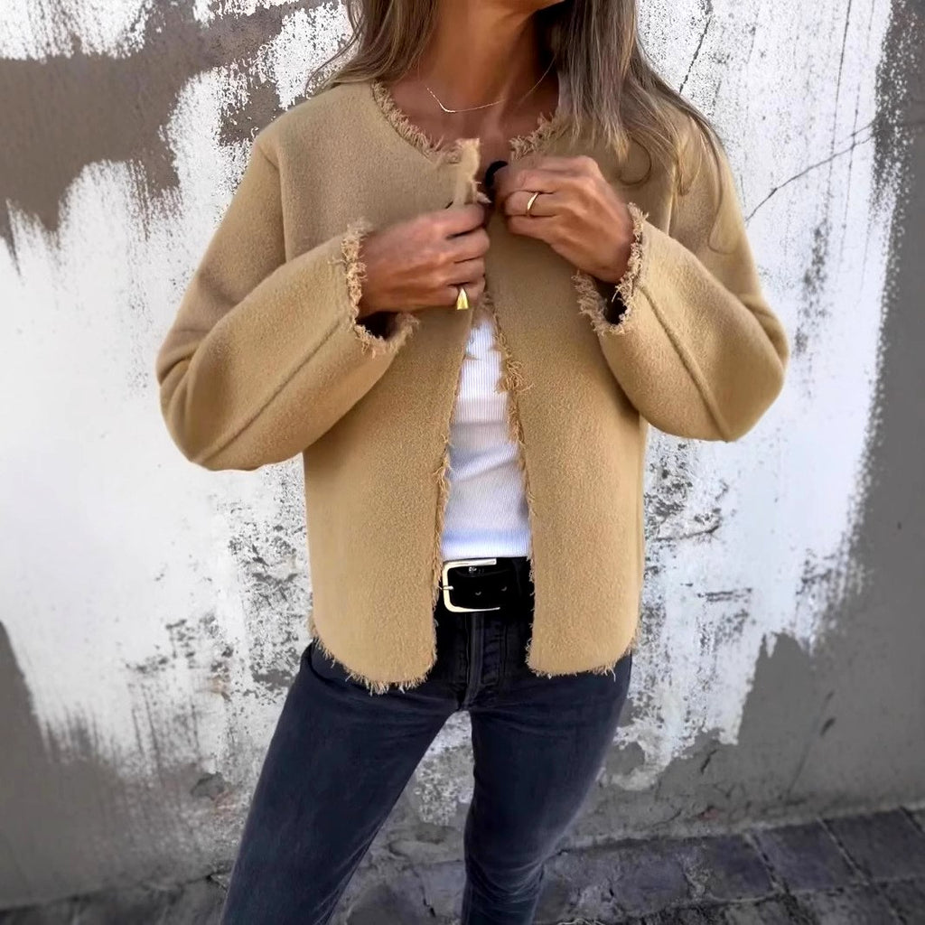 Aoife - Women's Round Neck Cropped Lightweight Jacket