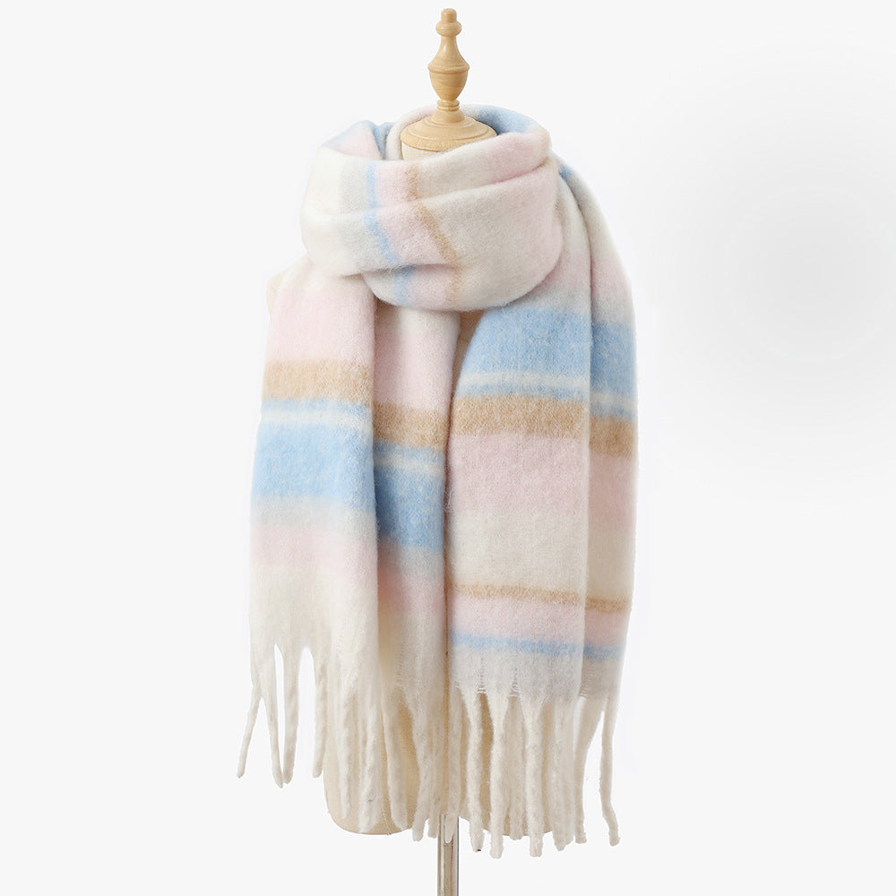 Ariella - Women's Plaid Fringe Scarf