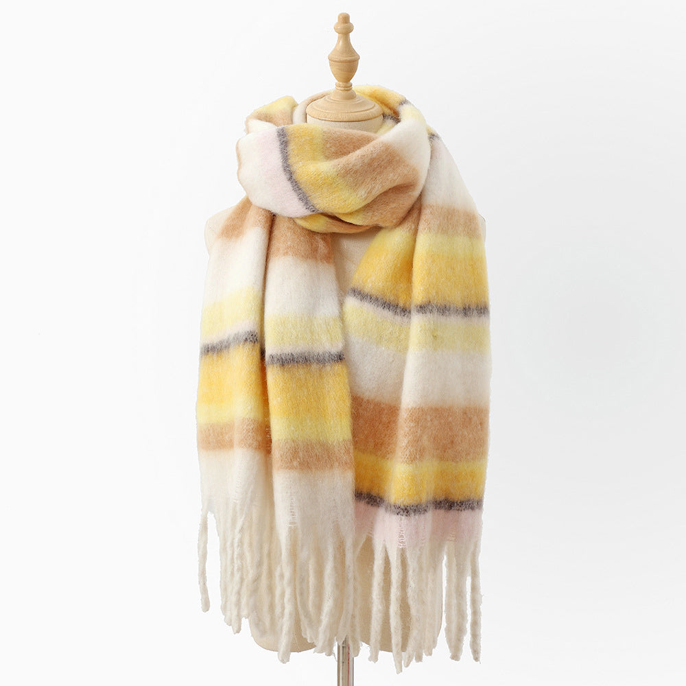 Ariella - Women's Plaid Fringe Scarf