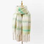 Ariella - Women's Plaid Fringe Scarf