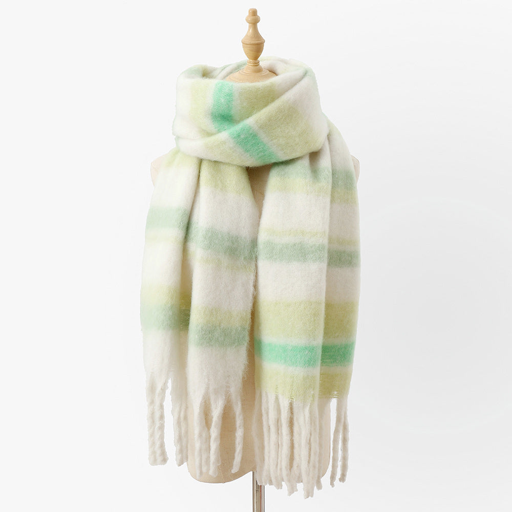 Ariella - Women's Plaid Fringe Scarf
