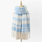 Ariella - Women's Plaid Fringe Scarf