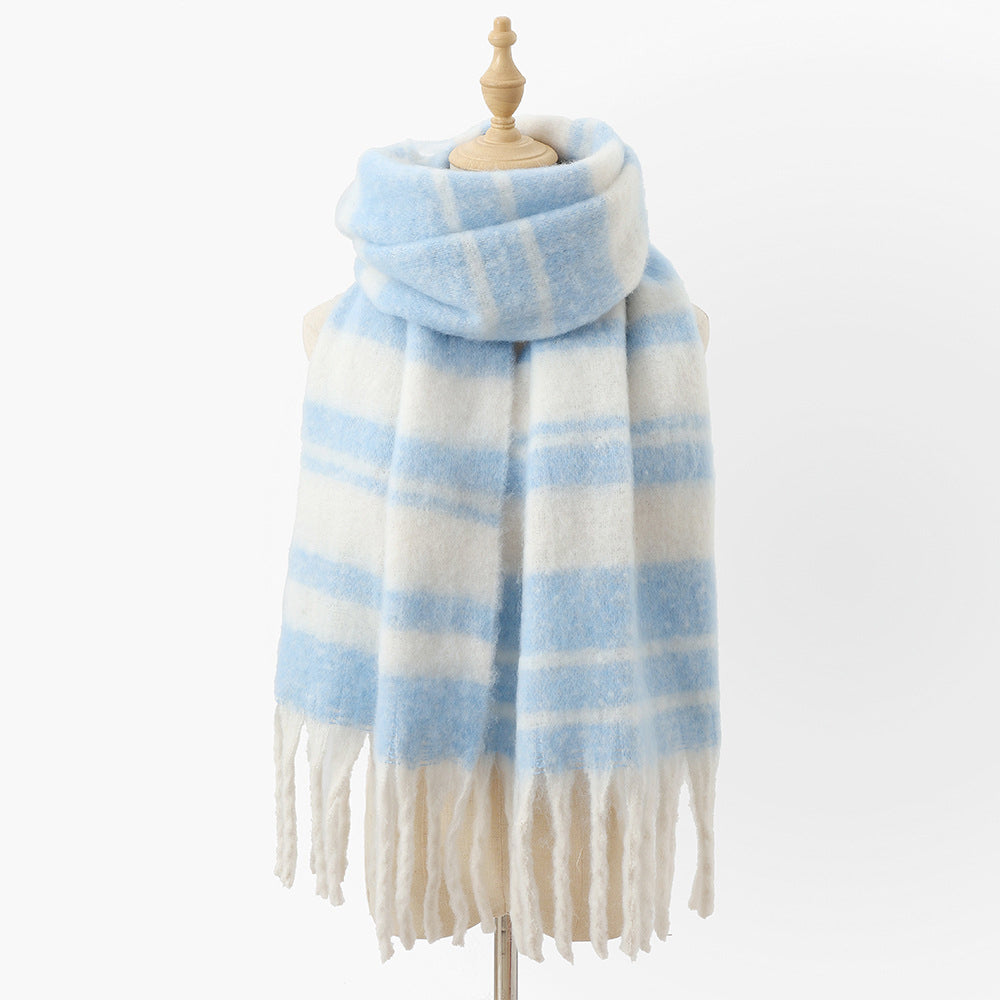 Ariella - Women's Plaid Fringe Scarf