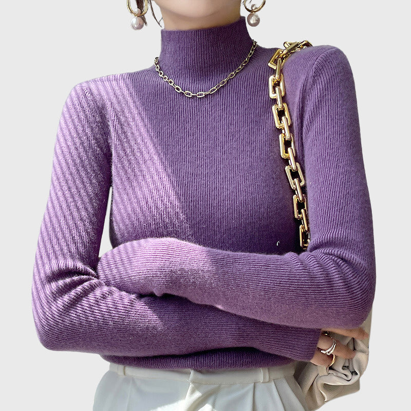 Callie - Women's Luxe Loom Ribbed Mock-Neck Sweater