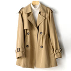 Camila - Women's Buckle-Cuff Lapel Trench Coat