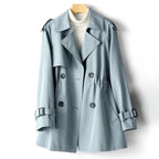Camila - Women's Buckle-Cuff Lapel Trench Coat