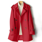 Camila - Women's Buckle-Cuff Lapel Trench Coat