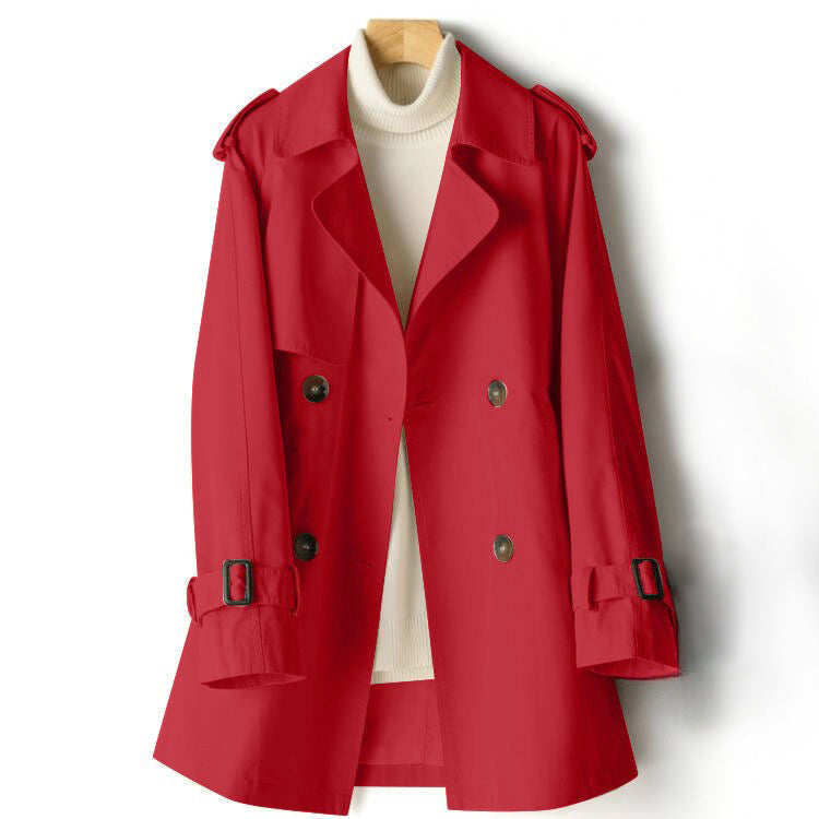 Camila - Women's Buckle-Cuff Lapel Trench Coat