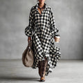 Casey - Women's Checkered Oversized Maxi Shirt Dress