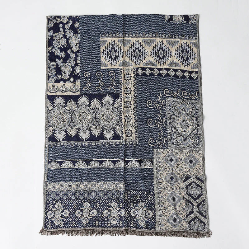 Celeste - Women's Patterned Oversized Scarf with Fringed Edges