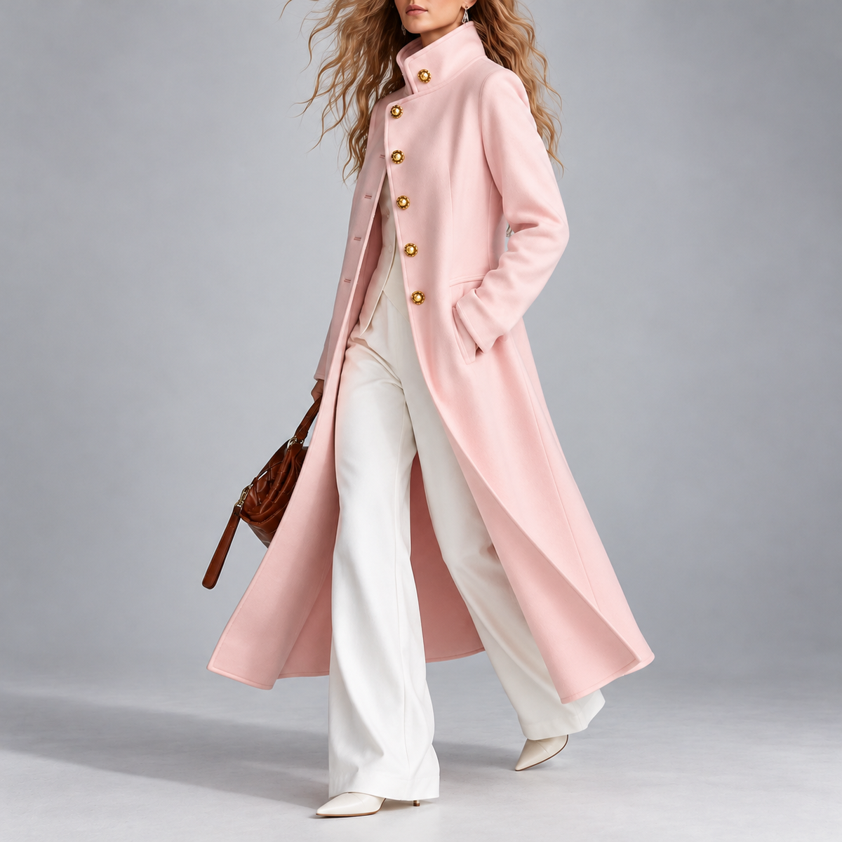 Cleo - Women's Longline Stand-Up Collar Coat