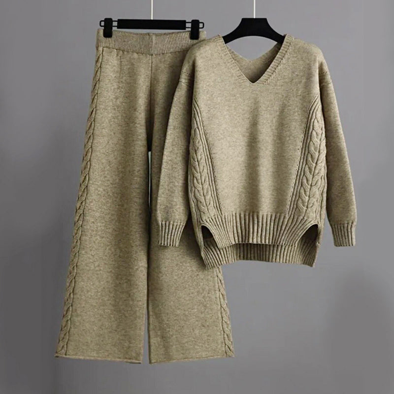 Dahlia - Women's Cozy Braid Knit Two-Piece Set