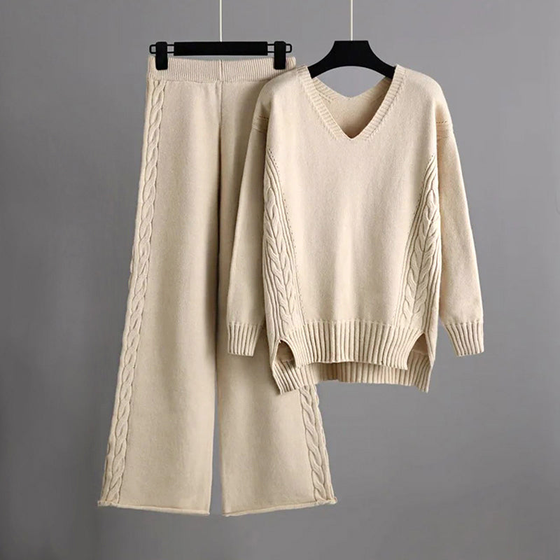 Dahlia - Women's Cozy Braid Knit Two-Piece Set