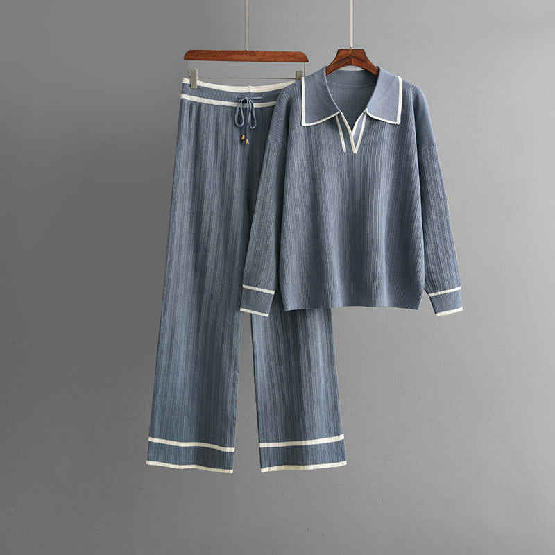 Daphne - Women's Contrast Trim Knit Lounge Set