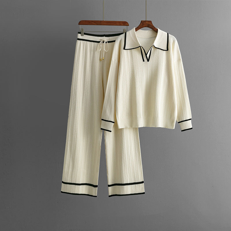 Daphne - Women's Contrast Trim Knit Lounge Set