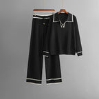 Daphne - Women's Contrast Trim Knit Lounge Set