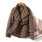 Eliana - Women's Belted Shawl-Collar Down Jacket
