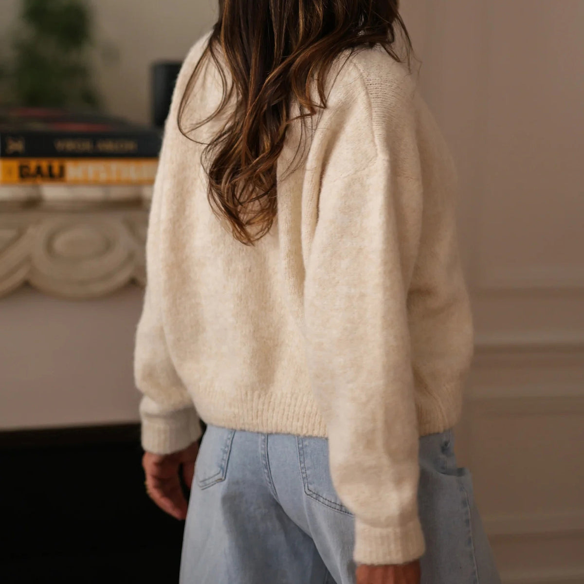 Elisa - Women’s V-Neck Fuzzy Knit Cardigan