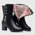 Elise - Women's Mid-Calf Plush-Lined Leather Boots