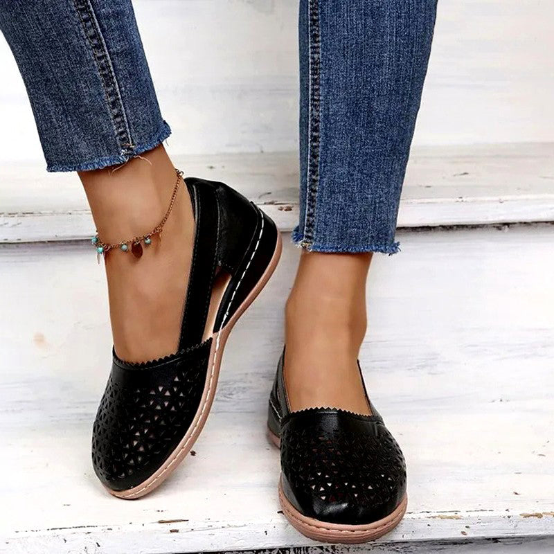 Emerald - Women’s Perforated Cutout Comfort Flats