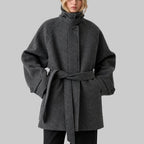 Emma - Women's Wool Wrap Coat with Waist Belt
