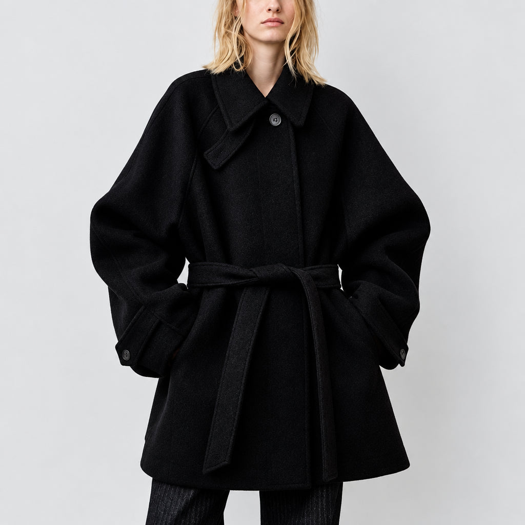Emma - Women's Wool Wrap Coat with Waist Belt
