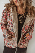 Esther - Women's Floral Paisley Button-Front Blazer with Sherpa Interior