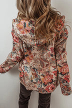 Esther - Women's Floral Paisley Button-Front Blazer with Sherpa Interior