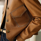 Evelyn - Women's Contrast-Stitch Leather Jacket