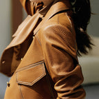 Evelyn - Women's Contrast-Stitch Leather Jacket
