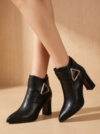 Faye - Women's Pointed-Toe Ankle Boots with Block Heel and Buckle