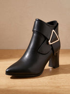 Faye - Women's Pointed-Toe Ankle Boots with Block Heel and Buckle