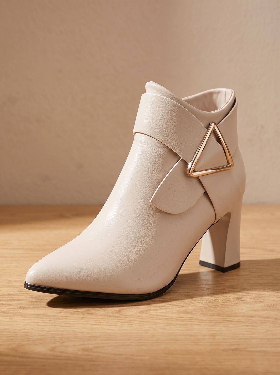 Faye - Women's Pointed-Toe Ankle Boots with Block Heel and Buckle