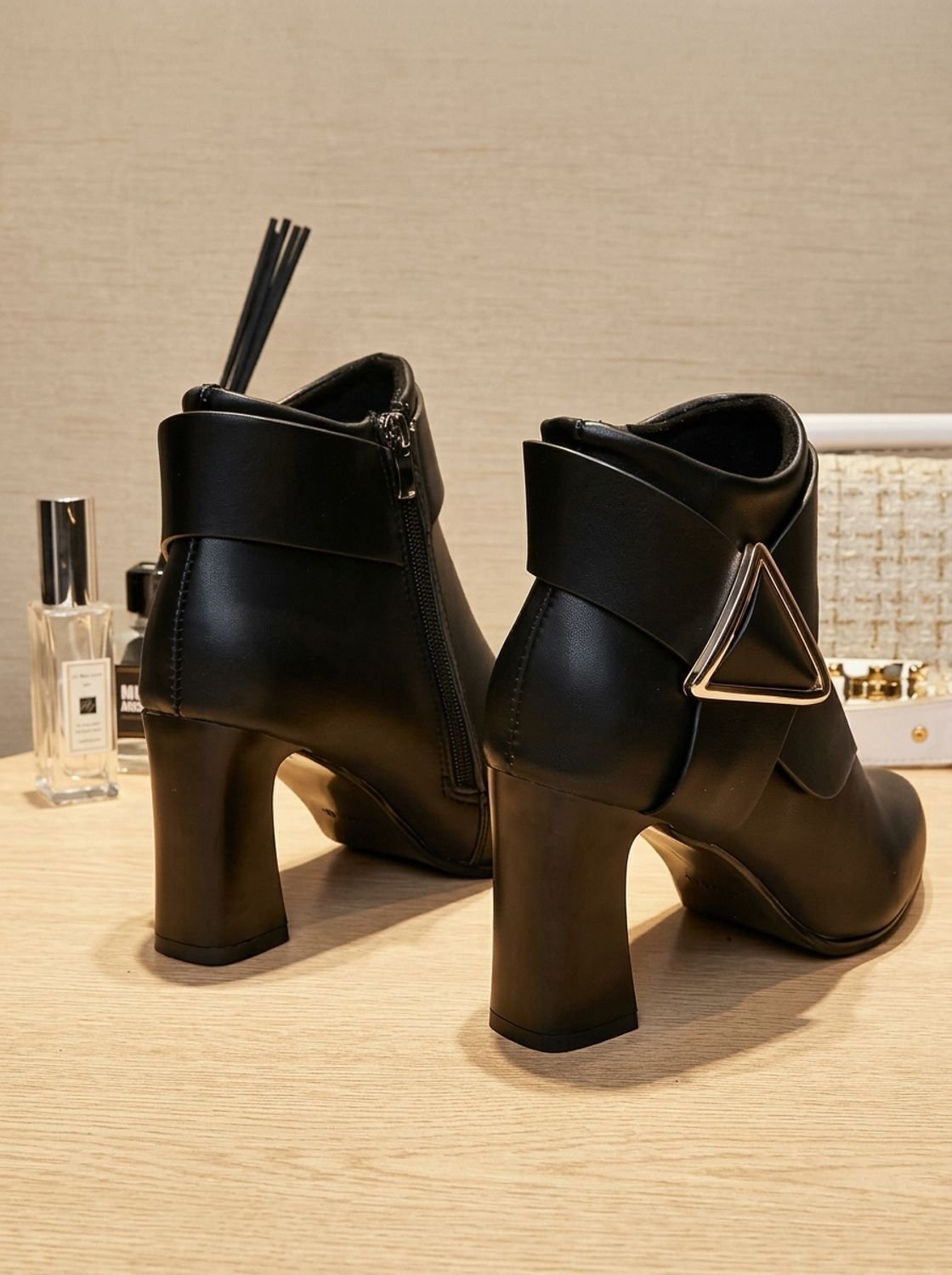 Faye - Women's Pointed-Toe Ankle Boots with Block Heel and Buckle