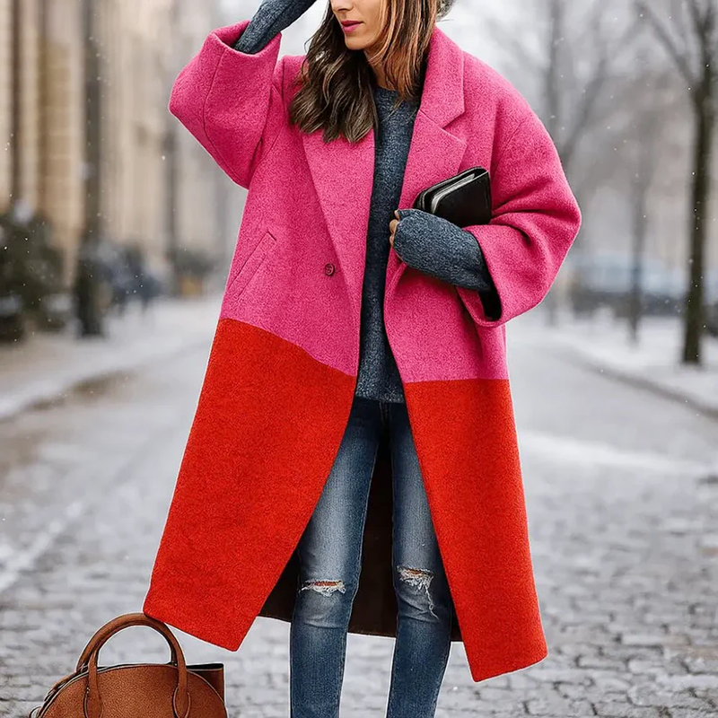 Fiona - Women's Oversized Wide-Lapel Woolen Coat
