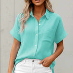 Florence - Women's Lightweight Button-Front Summer Blouse