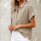 Florence - Women's Lightweight Button-Front Summer Blouse