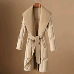 Freya - Women's Couture Shawl-Collar Belted Down Coat